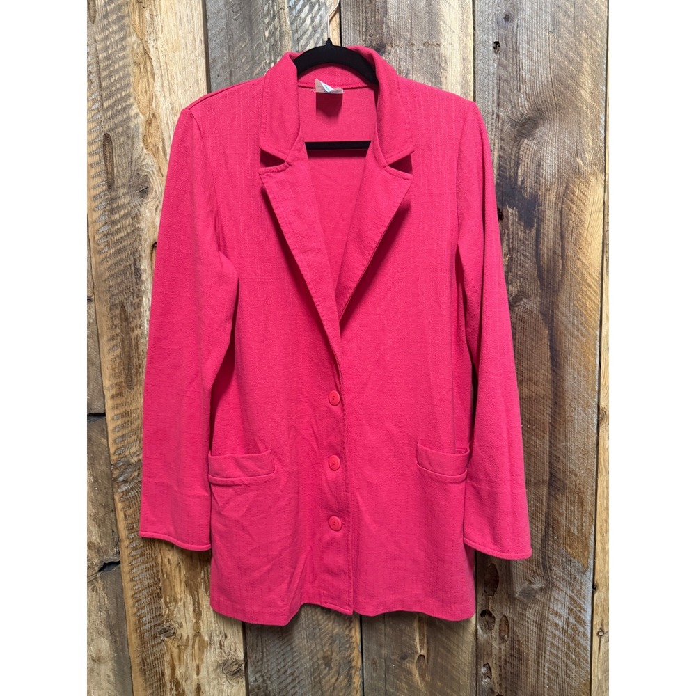 Vintage Pink Knit Blazer Womens S Made In Canada 90s Casual Office Barbiecore